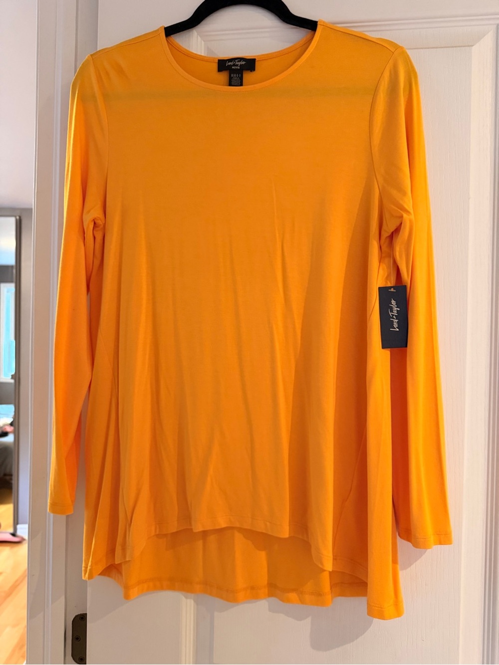 Lord & Taylor Women's Long Sleeve Crewneck Top in Orange/Yellow